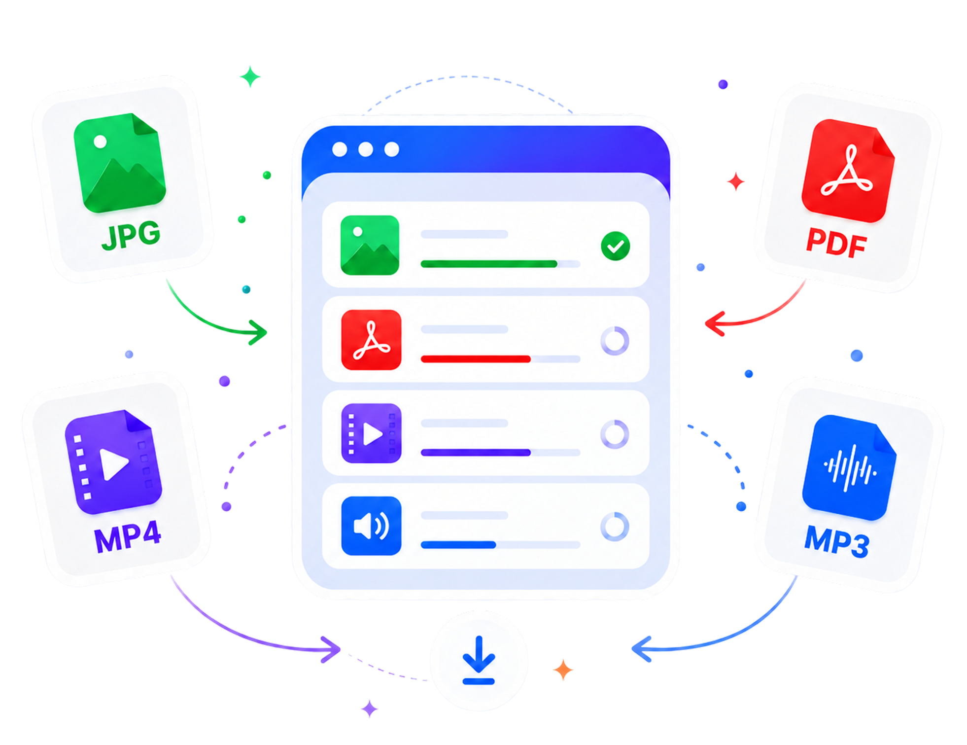 FastToolAI 在线处理图片、PDF、视频和音频文件的功能示意